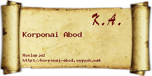 Korponai Abod névjegykártya